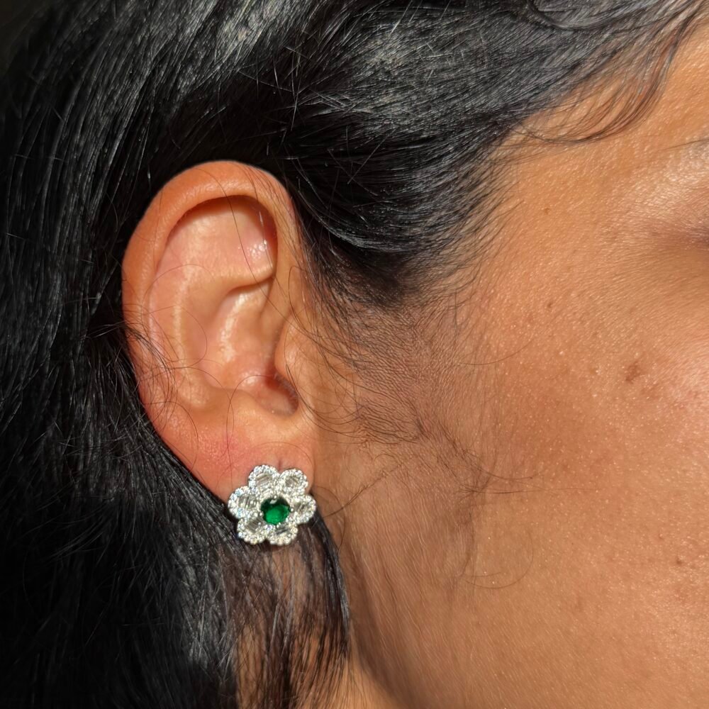 Green flower Pendant set 925 Sterling Silver