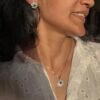 Green flower Pendant set 925 Sterling Silver