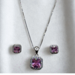 pink princess pendant set made with fine 925 sterling silver