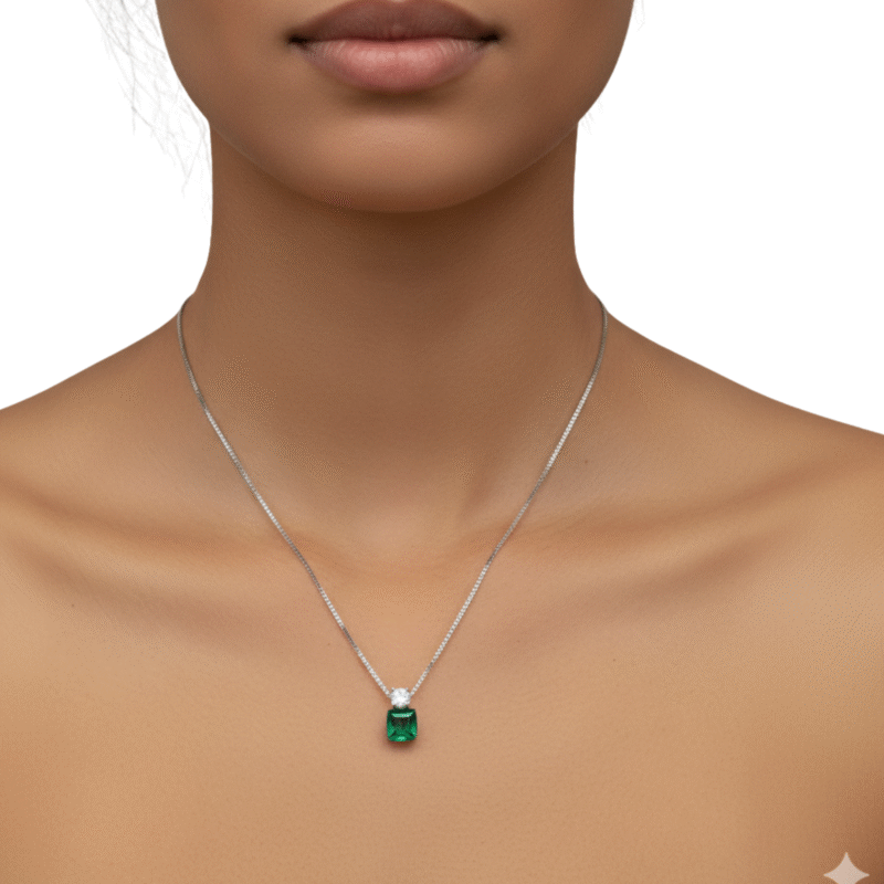 blue crystal necklace made with fine 925 sterling silver