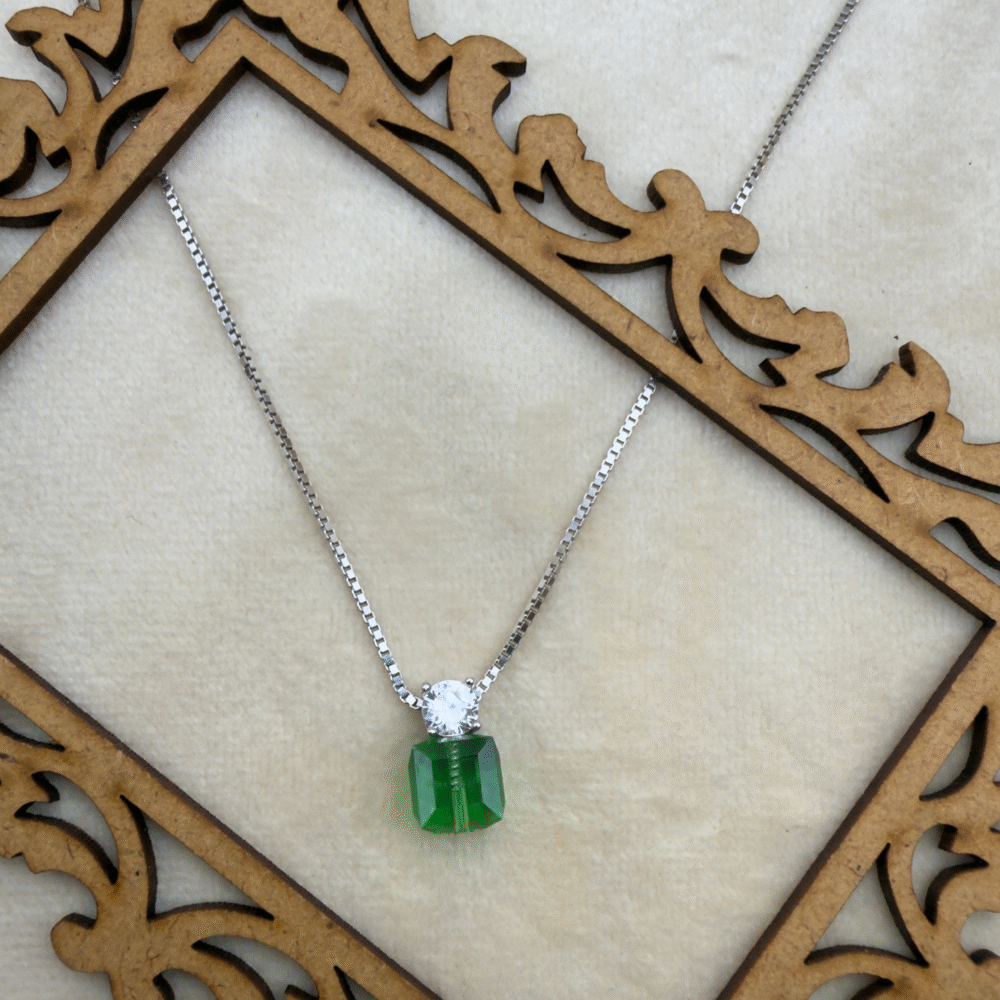 blue crystal necklace made with fine 925 sterling silver