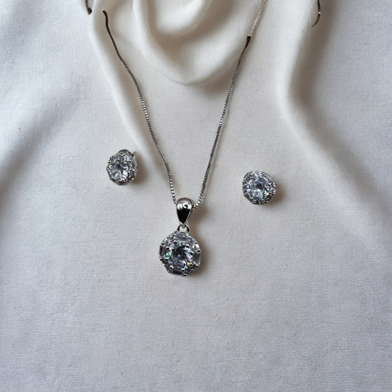 white circle pendant set made with fine 925 sterling silver (copy)