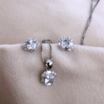 mini square princess pendant set made with fine 925 sterling silver