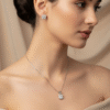 mini square princess pendant set made with fine 925 sterling silver