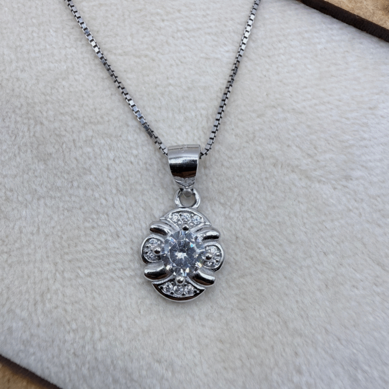 four petal flower pendant made with fine 925 sterling silver