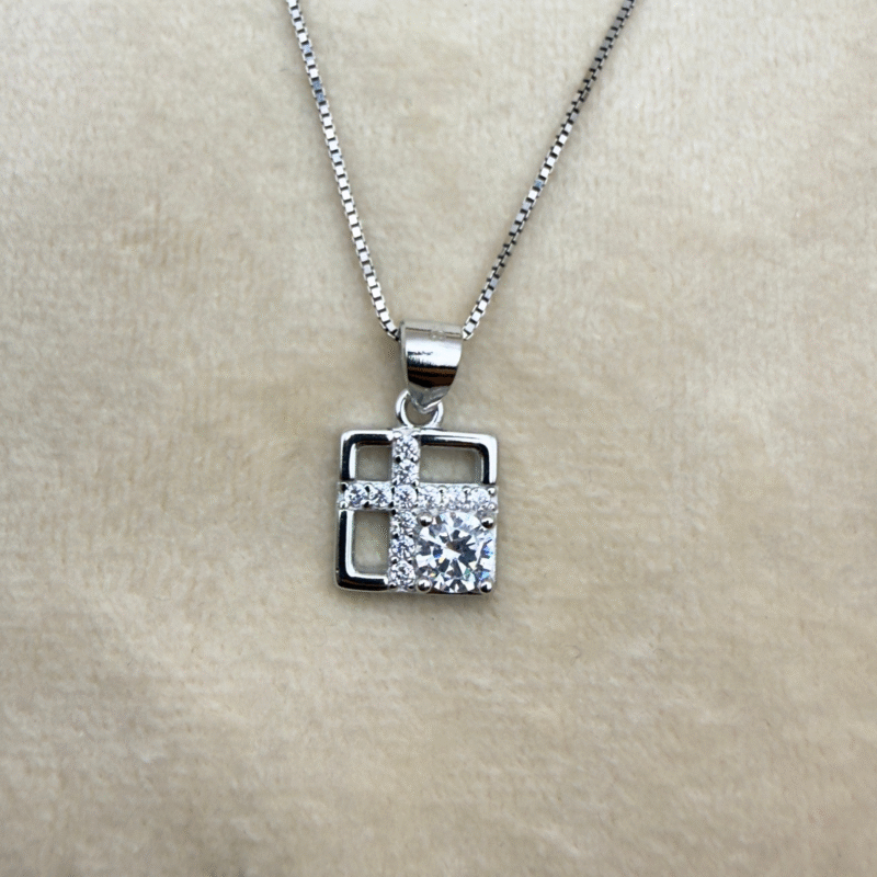 square pendant made with fine 925 sterling silver