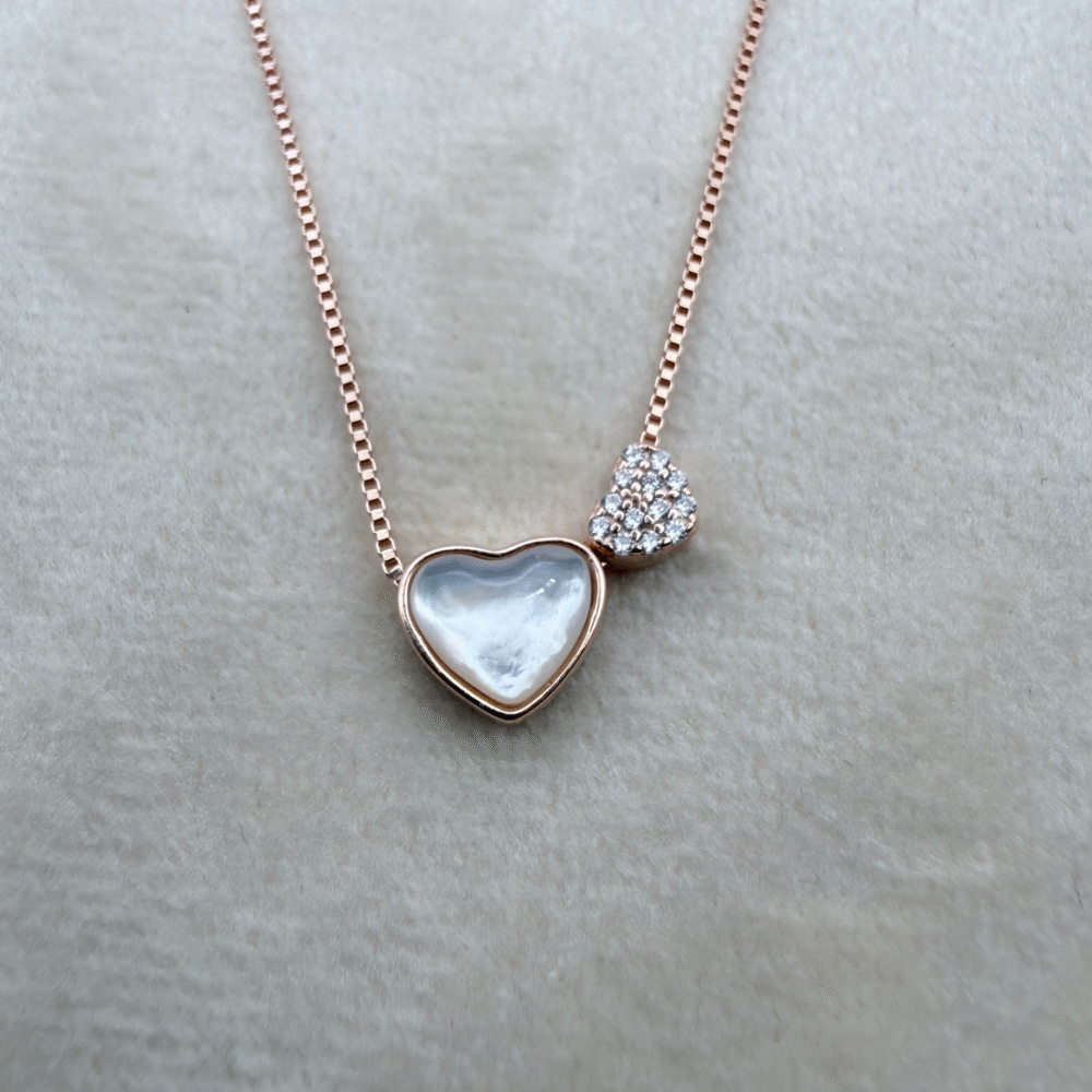 heart mother of pearl necklace rose gold made with fine 925 sterling silver (copy)