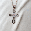 Rose Gold Open Cross Necklace 925 Sterling Silver Pendant + Chain
