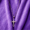 Rose Gold Open Cross Necklace 925 Sterling Silver Pendant + Chain