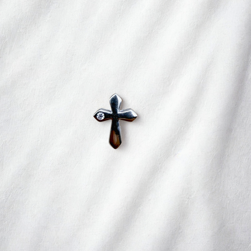 Dainty Diamond Cross 925 Sterling Silver Pendant + Chain