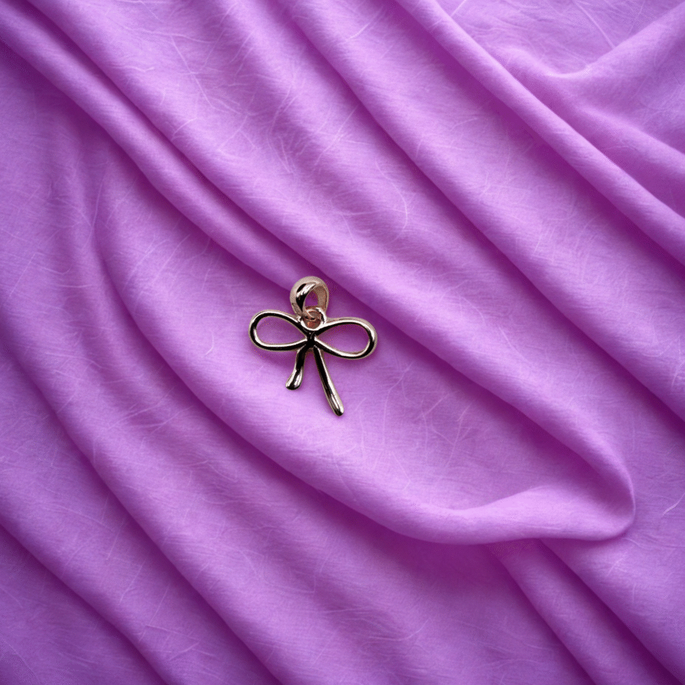 Minimal Rose Gold Bow Pendant 925 Sterling Silver Pendant + Chain