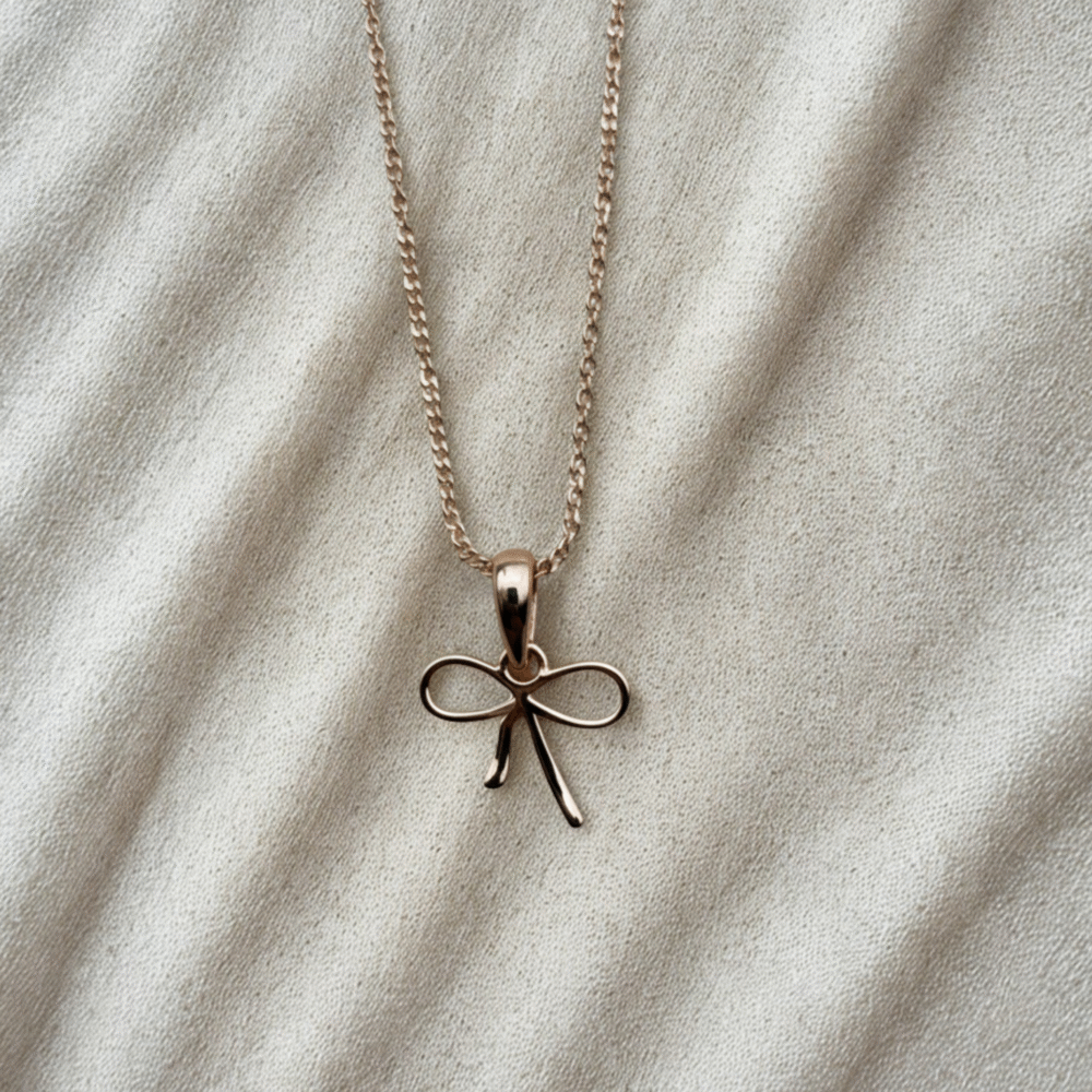 Minimal Rose Gold Bow Pendant