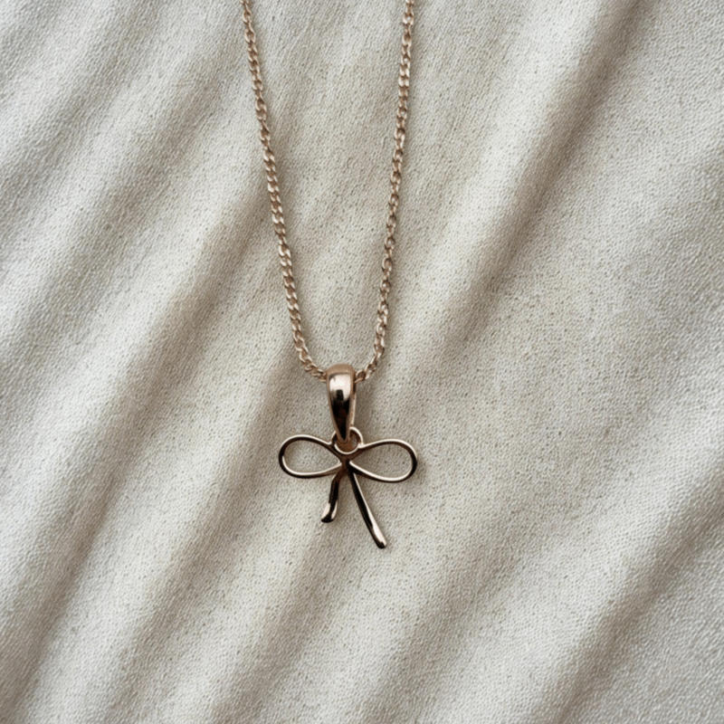 Minimal Rose Gold Bow Pendant