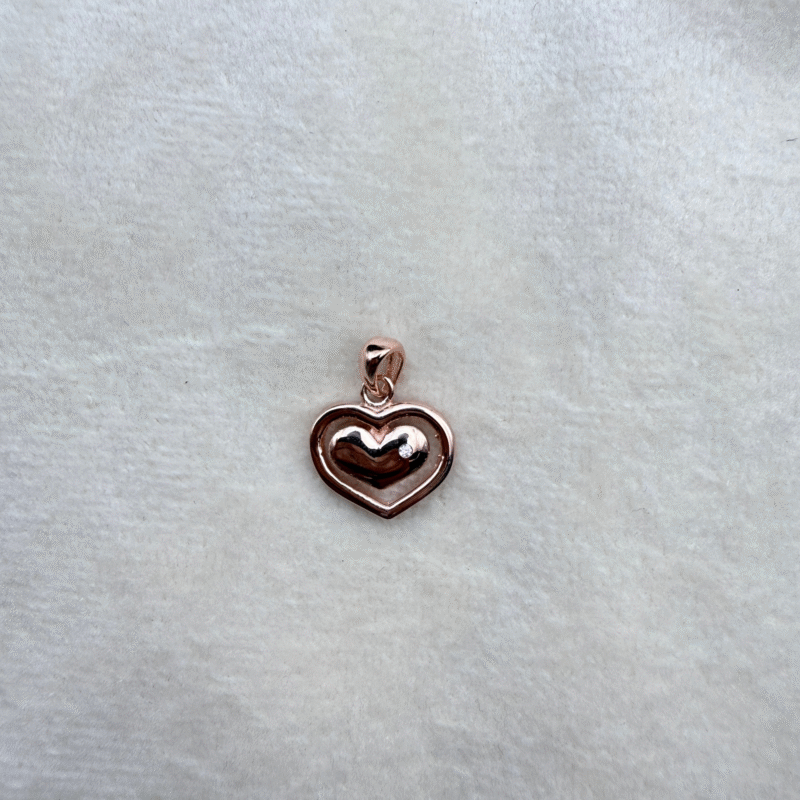 Rose Gold Heart Frame Made with 925 sterling Silver Pendant + Chain