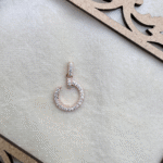 Pavé Rose gold Circle Pendant +chain 925 sterling silver