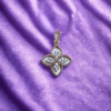 Mother-of-Pearl Pavé Clover Rose Gold 925 Sterling Silver Pendant + Chain