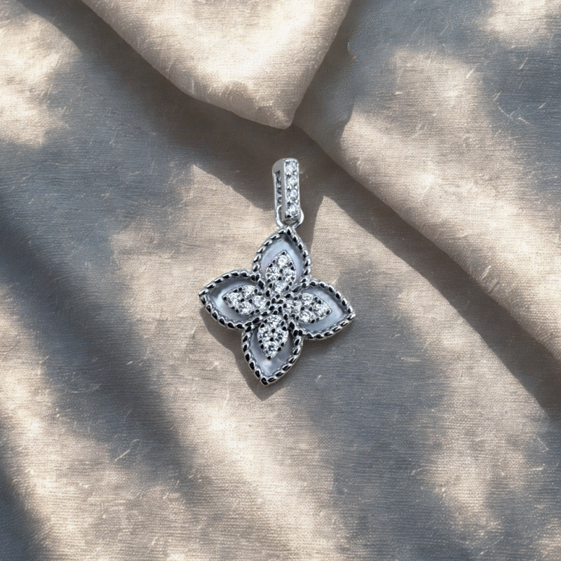 Mother-of-Pearl Pavé Clover made with fine 925 sterling silver