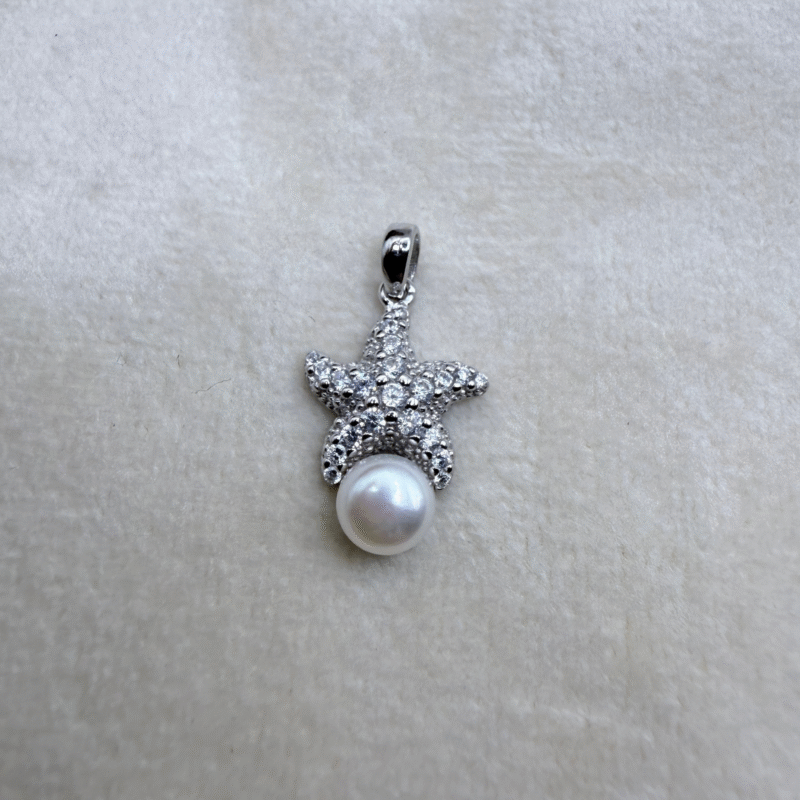 Celestial Pearl Drop 925 Sterling Silver Pendant + Chain