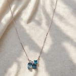 Blue Cluster Rose Gold 925 Sterling Silver Necklace