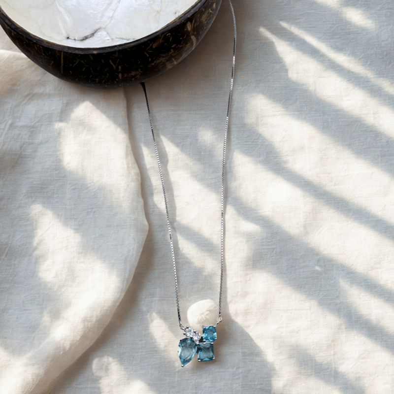 Blue Cluster Necklace 925 Sterling Silver