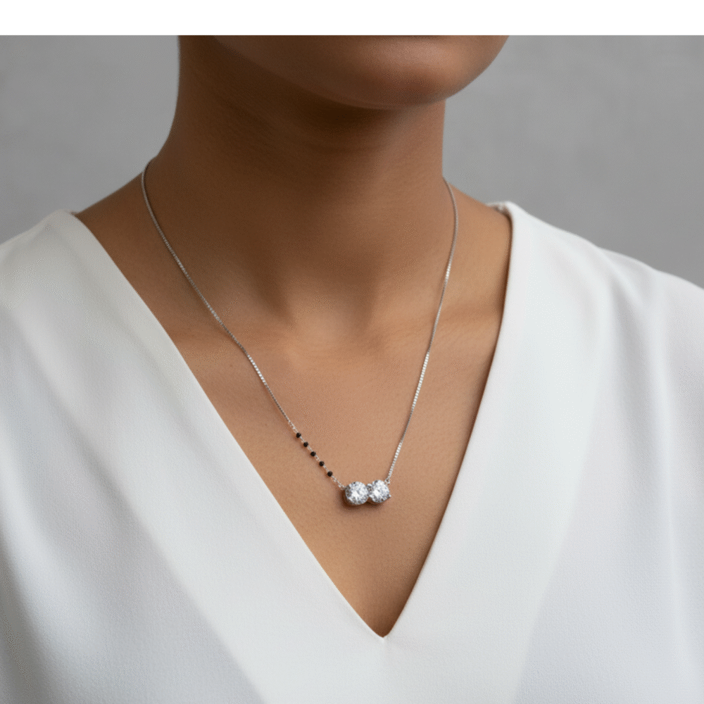 Dual Stone Mangalsutra Made with 925 Sterling Silver