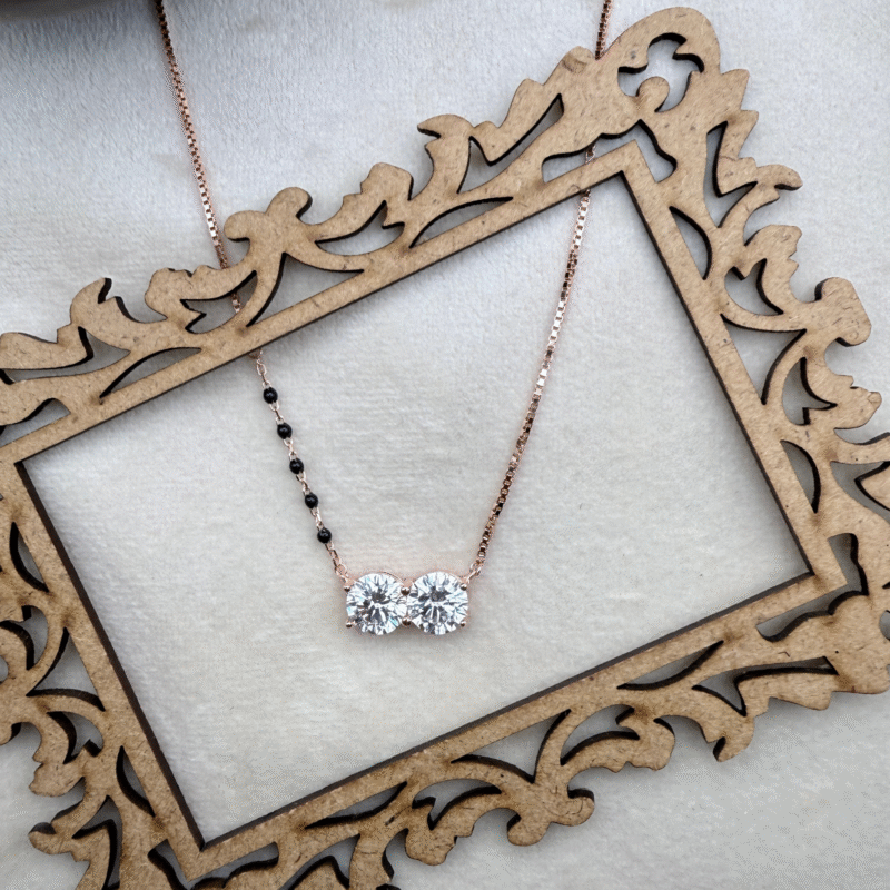 Dual Stone Rose Gold Mangalsutra 925 Silver