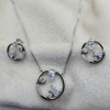 Abstract Circle Pendant Set 925Sterling Silver