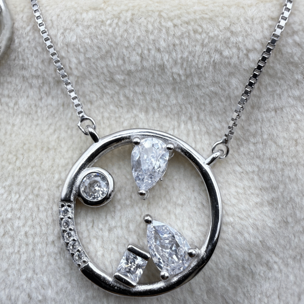 Abstract Circle Pendant Set 925 Sterling Silver