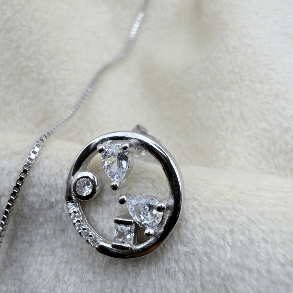 Abstract Circle Pendant Set 925 Sterling Silver