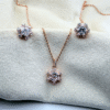 Rose Gold Hexagon Dazzle Pendant Set - Made with 925 sterling silver