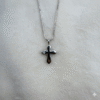 Dainty Diamond Cross 925 Sterling Silver Pendant + Chain