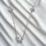 butterfly & clover 925 sterling silver necklace
