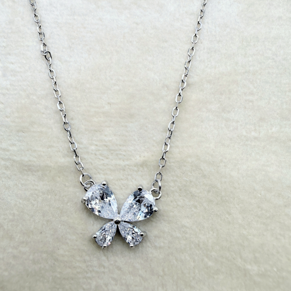 butterfly & clover 925 sterling silver necklace
