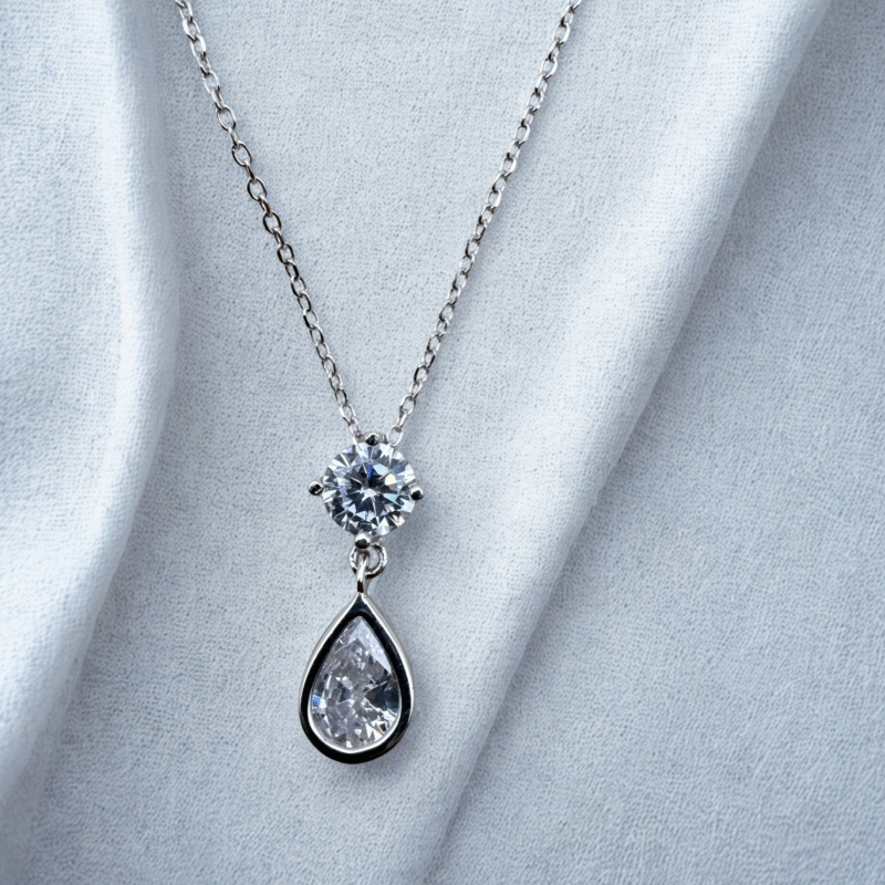 teardrop cluster 925 sterling silver necklace