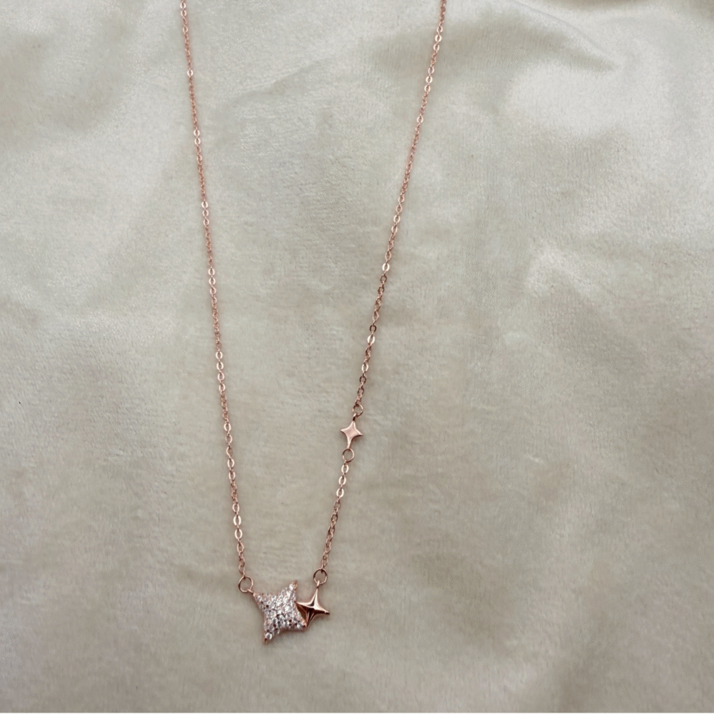double star necklace rose gold 925 sterling silver necklace