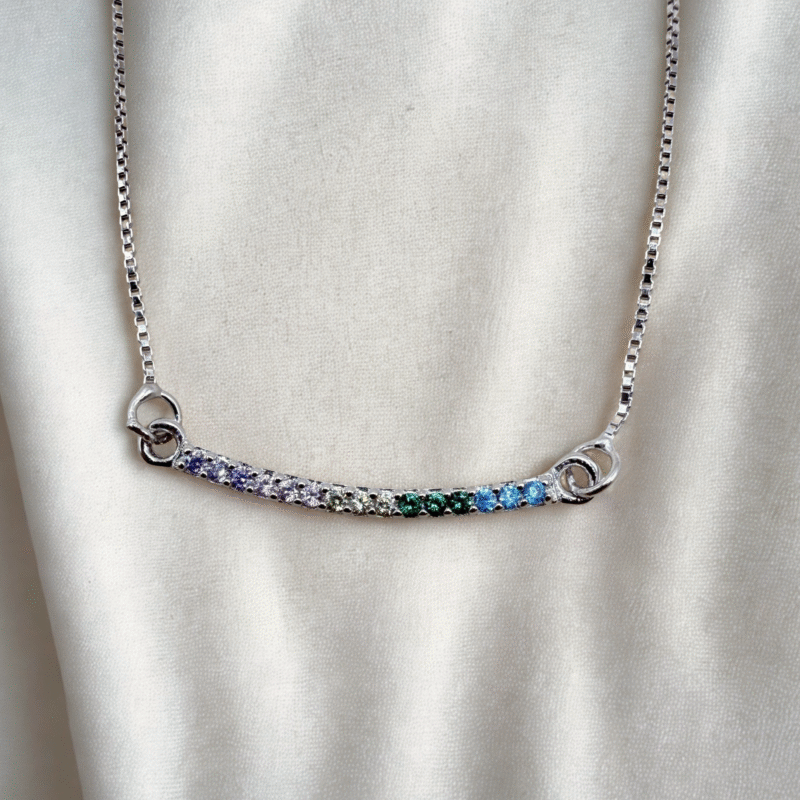 Rainbow Bar 925 sterling silver necklace