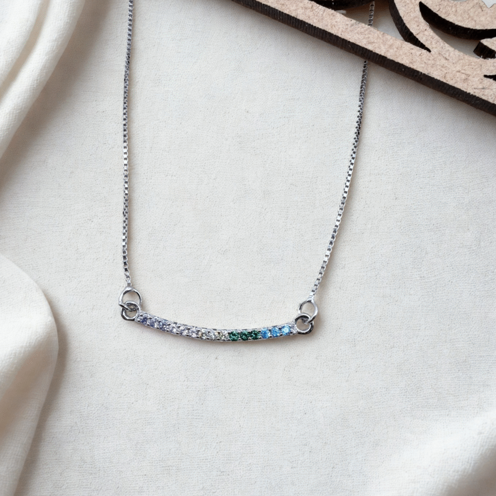 Rainbow Bar 925 sterling silver necklace