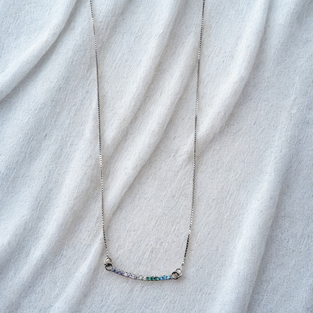 Rainbow Bar 925 sterling silver necklace