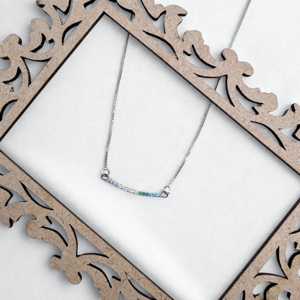 Rainbow Bar 925 sterling silver necklace