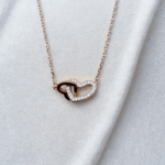 Double Heart Rose Gold 925 Sterling Silver Necklace