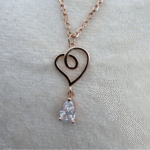 heart drop rose gold 925 sterling silver necklace