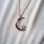 Moon and star Rose Gold 925 Sterling Silver Necklace