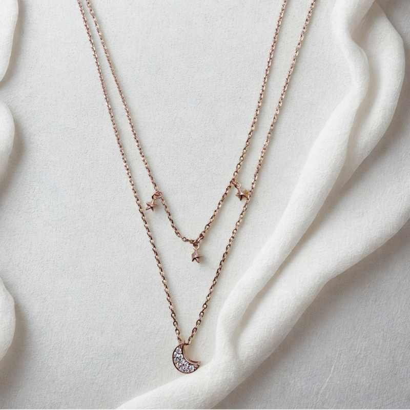 double layer constellations rose gold 925 sterling silver necklace