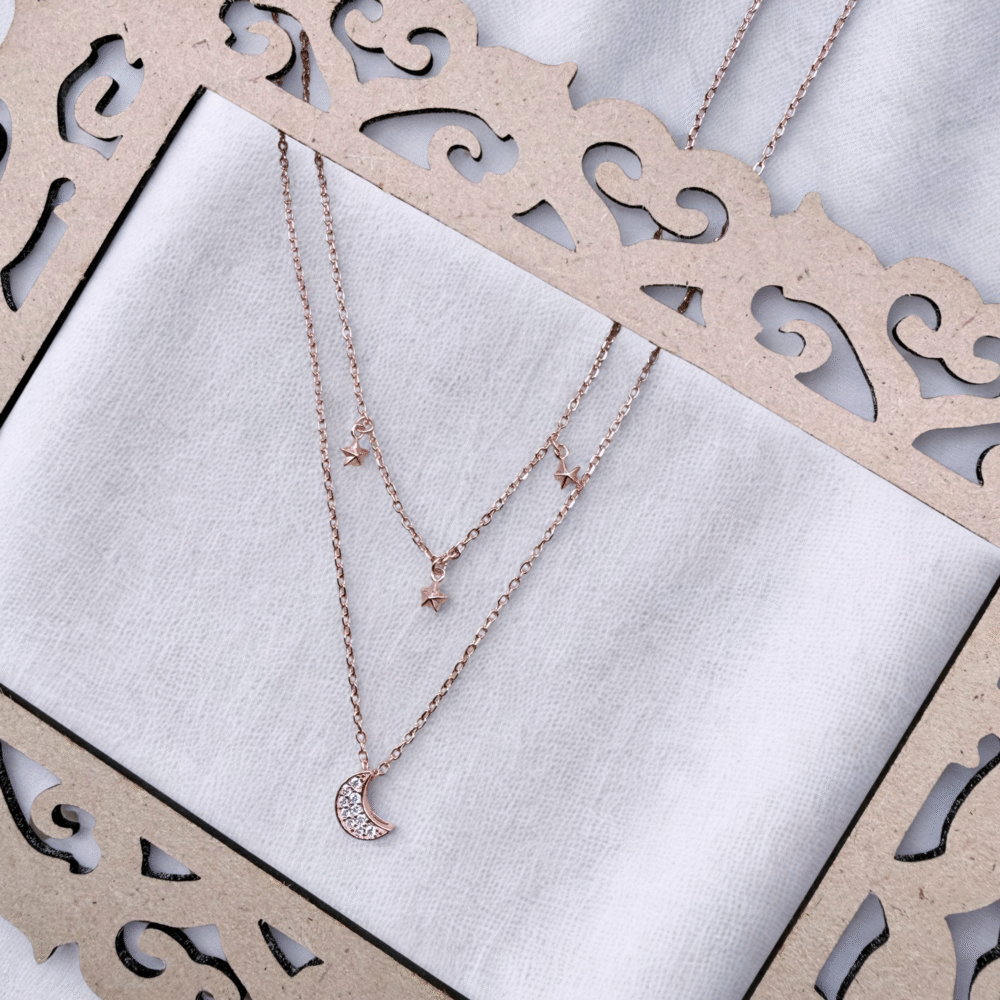 double layer constellations rose gold 925 sterling silver necklace
