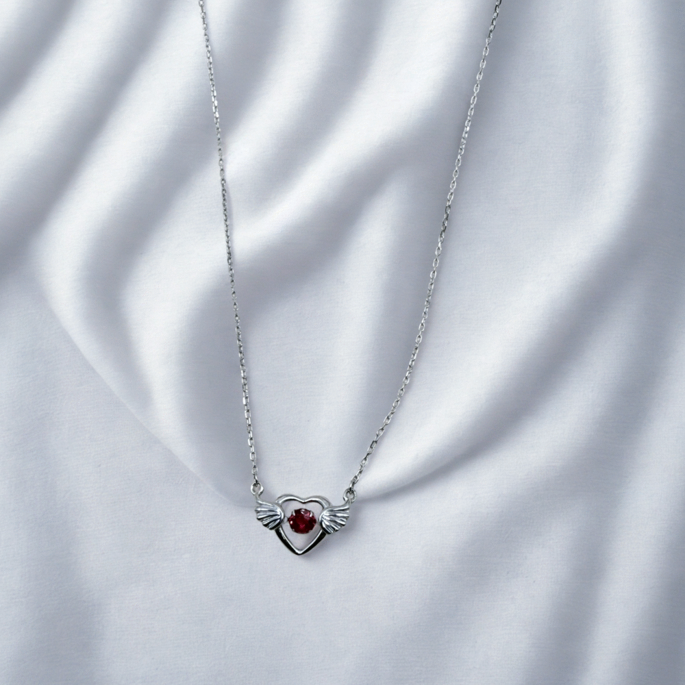 dancing heart 925 sterling silver necklace