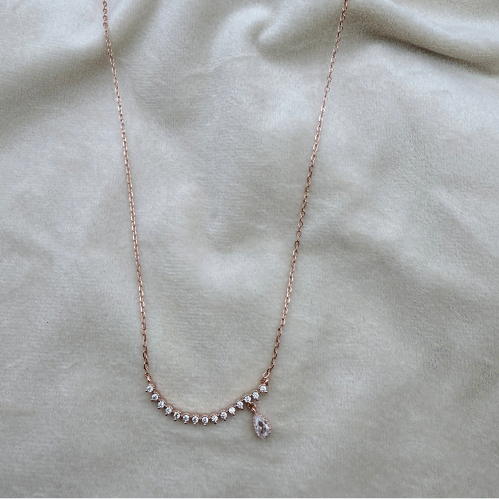 Curved Bar Rose Gold 925 Sterling Silver Necklace