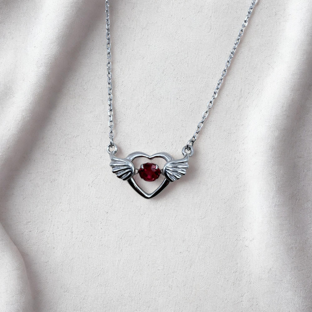 dancing heart 925 sterling silver necklace