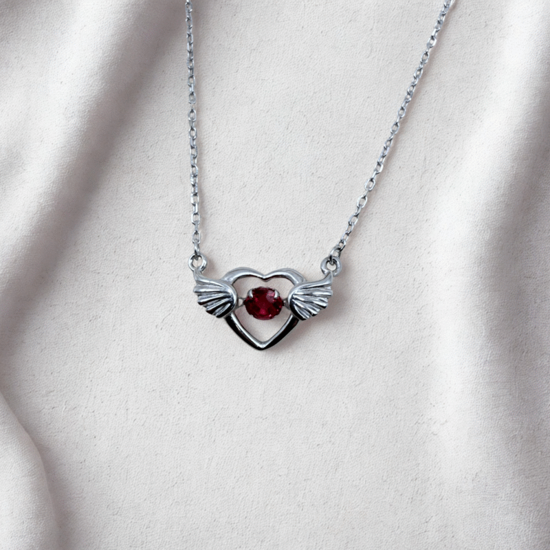 dancing heart 925 sterling silver necklace
