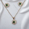 rose gold flower pendant set with green stone 925 sterling silver