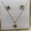 rose gold flower pendant set with green stone 925 sterling silver